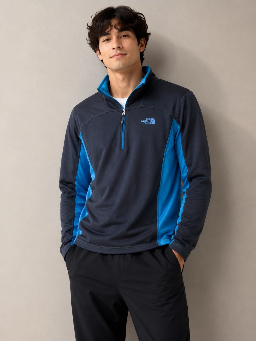 The North Face Men's Half-Zip Performance Fleece - Navy & Bright Blue Size S